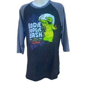 VTG 2019 Disney Halloween Party Raglan shirt Black S Oogie Boogie Bash Pass Hold